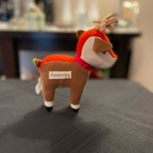 Starbucks 2008 8” stuffed reindeer toy keepsake decoration.